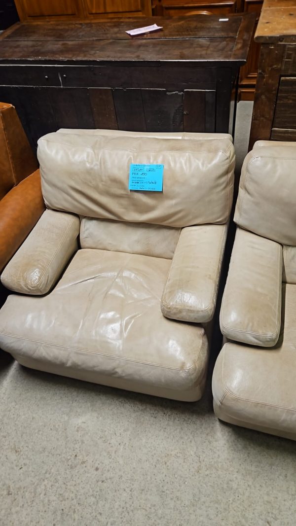 CANAPE CUIR + DEUX FAUTEUIL (SS11580) – Image 3