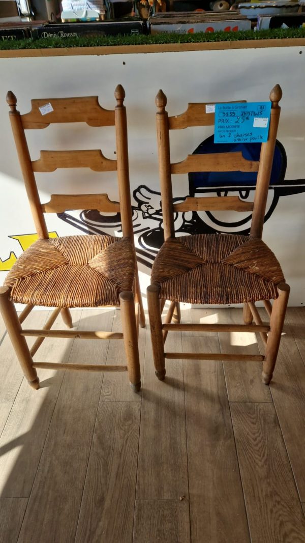 les 2 chaises assise paille (9839).