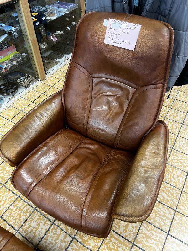 FAUTEUIL + POUF MARRON (98) – Image 4