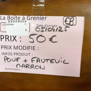 FAUTEUIL + POUF MARRON (98)