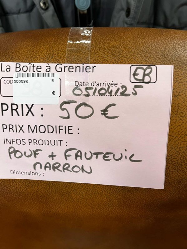 FAUTEUIL + POUF MARRON (98) – Image 2