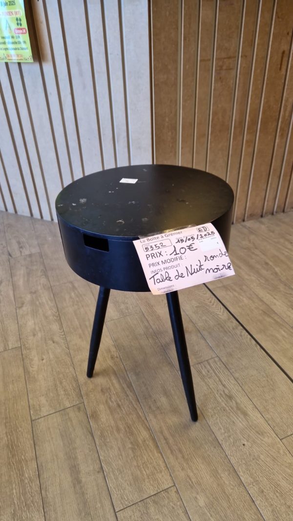 TABLE DE NUIT RONDE NOIRE (5352)