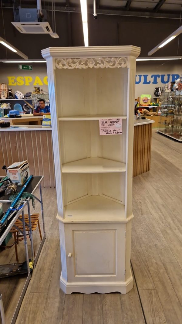 meuble haut blanc 1 porte 3 étagères (6385).