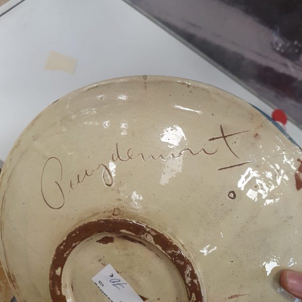 Plat céramique signé 1960 (3862) – Image 2