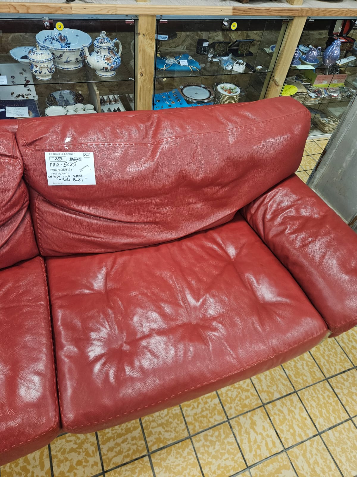 CANAPÉ CUIR ROUGE ROCHE BOBOIS (283) – Image 3