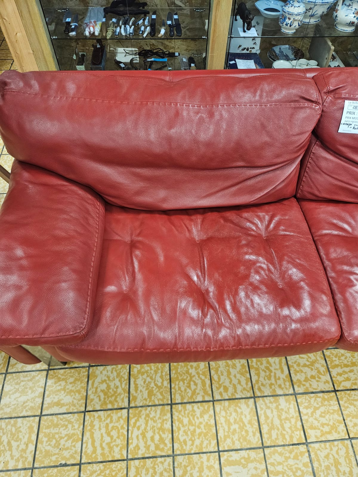 CANAPÉ CUIR ROUGE ROCHE BOBOIS (283) – Image 2