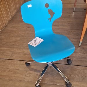 chaise bureau bleue bois (10441).