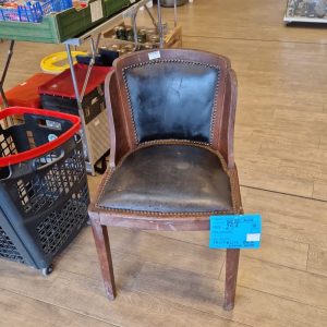 fauteuil bois assise noire (10676).