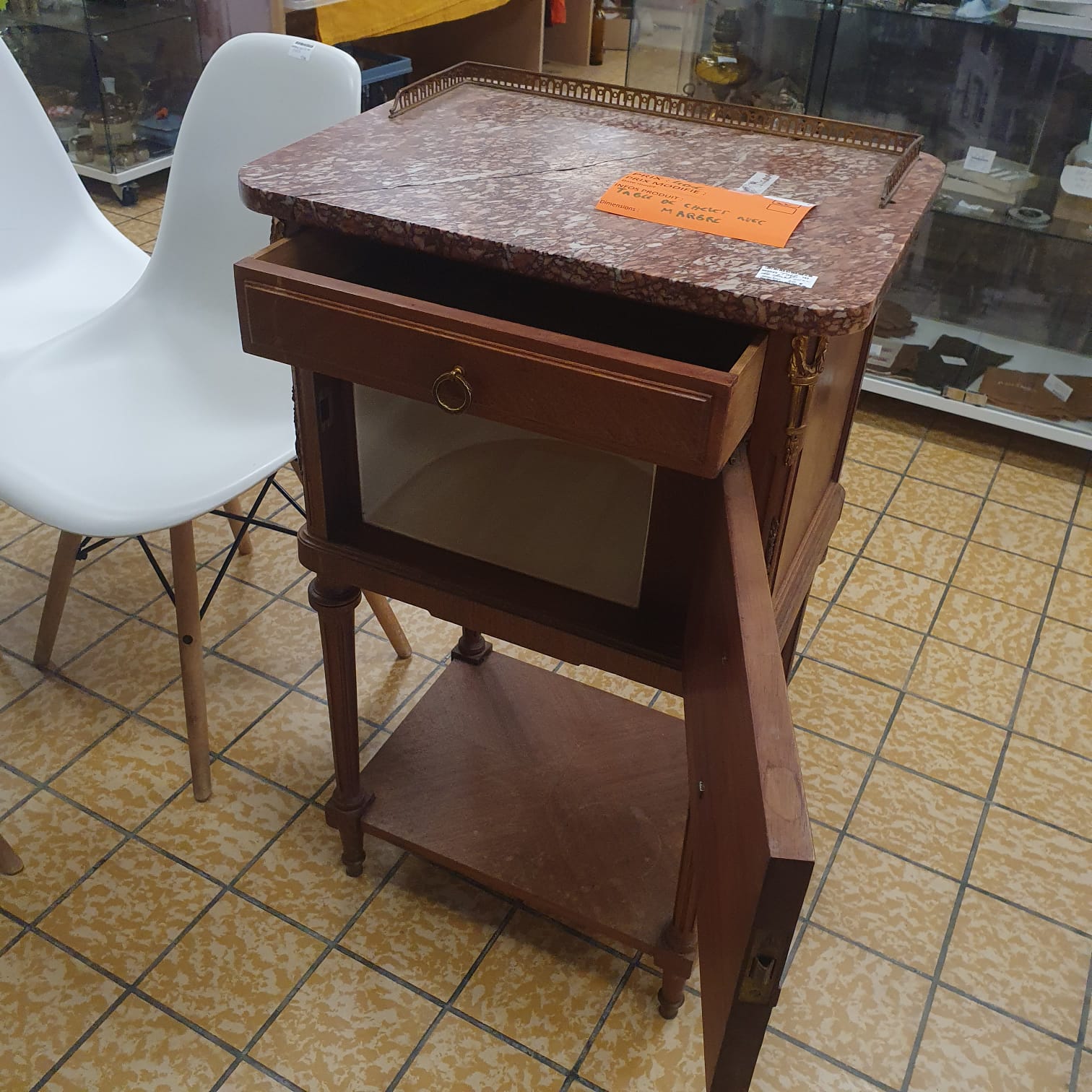 TABLE DE CHEVET AVEC MARBRE (5023) – Image 2