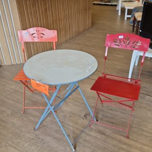 salon jardin métal (1 table + 2 chaises) (2062).