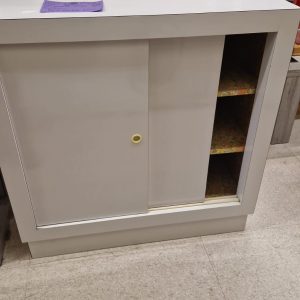 meuble blanc bas portes coulissantes (3032).